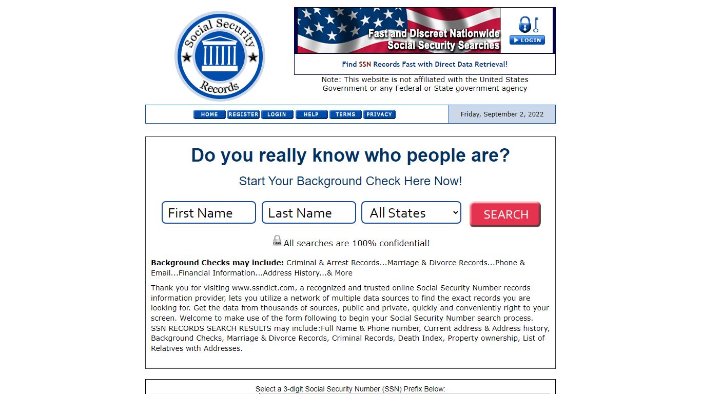 People Search by Social Security Number and the persons Last Name.